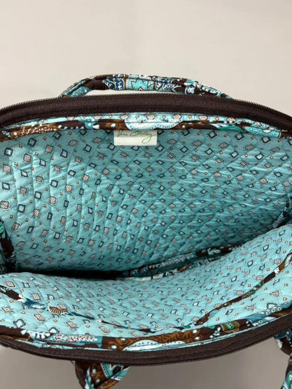 Vera Bradley Java Blue Paisley Quilted Cotton Laptop Tablet Bag Retired
